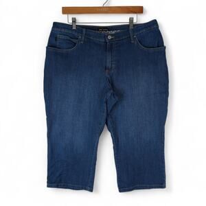 Lee Jeans‎ Womens 16W Medium (37x19.5) Blue Capri Crop Relaxed Fit Denim Stretch